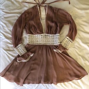 Tan Dress with Bell Sleeves